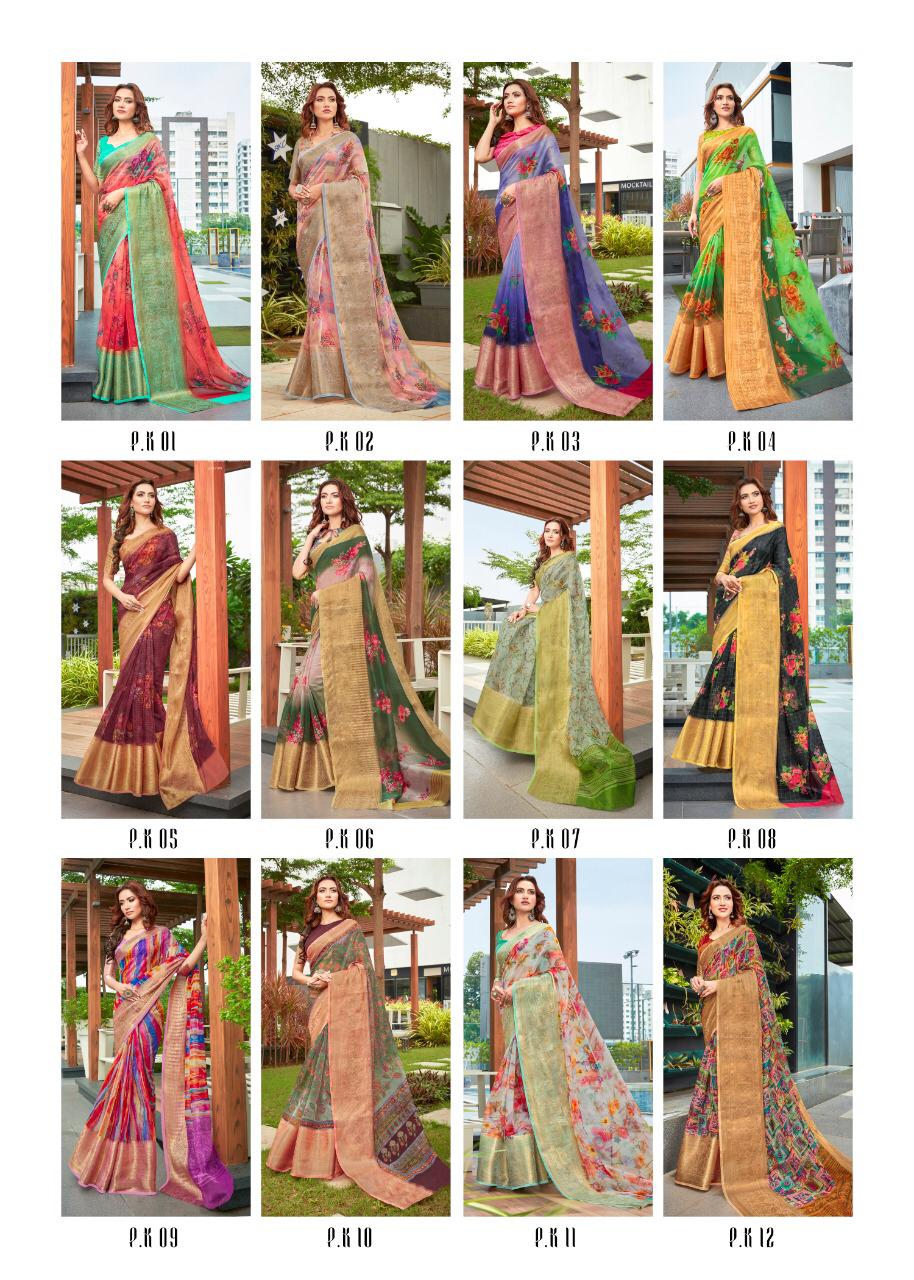 Shvetamber Peacock Kutthu Pattu Latest Designer Party Wear Stylish Digital Printed Organza Saree Collection 