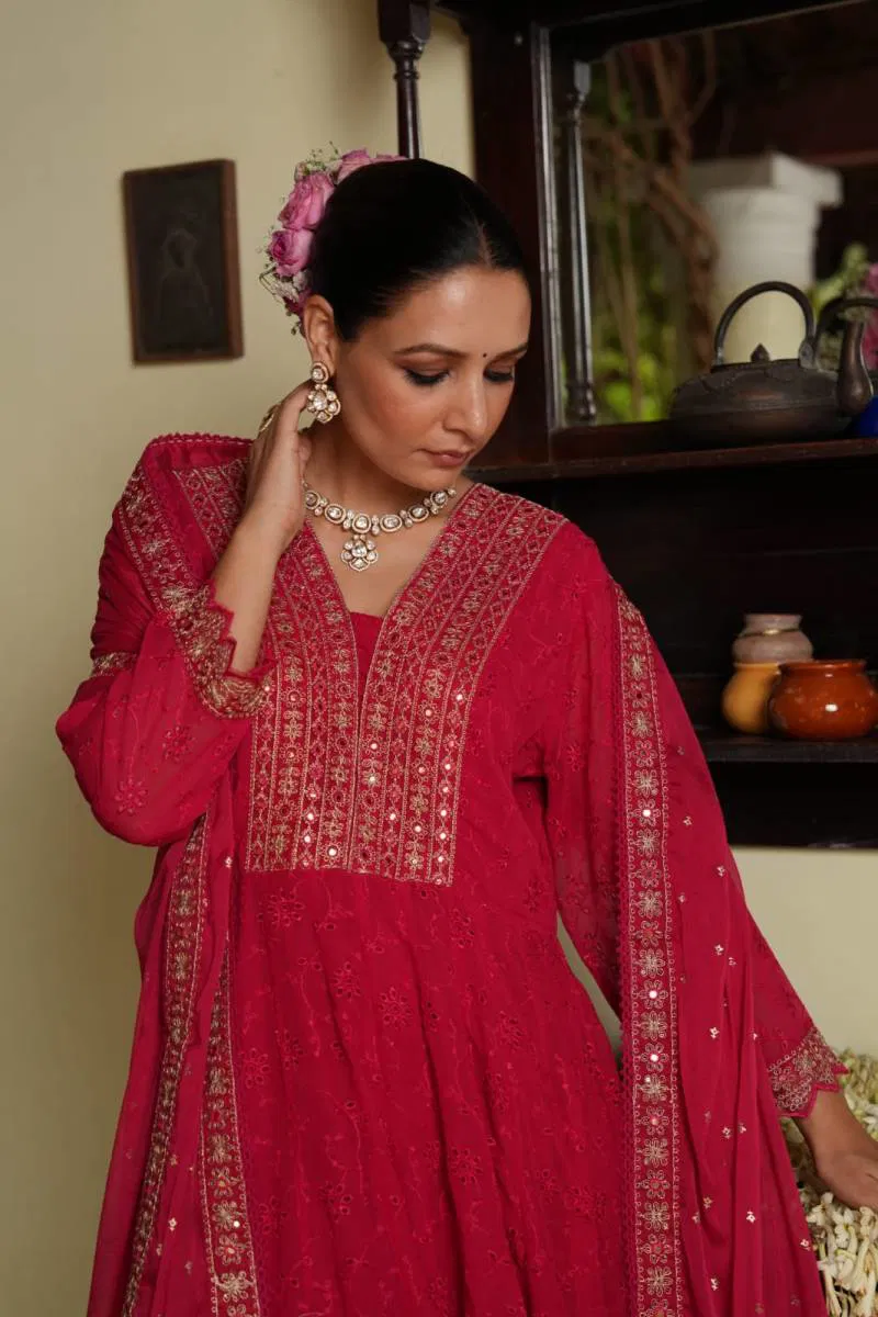 Tanyaa P 301 Georgette Anarkali Kurti Bottom With Dupatta Suppliers In India
