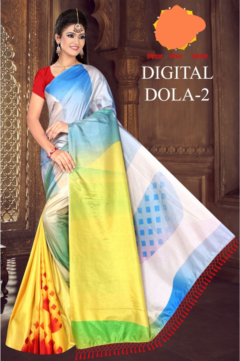 Green Chilli Digital Dola Latest Designer Party Wear Global Linen Juth Digital Printed Saree Collection