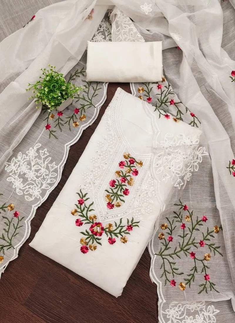 Color Set 9061 Chanderi Cotton Fancy Dress Material Exporters In India