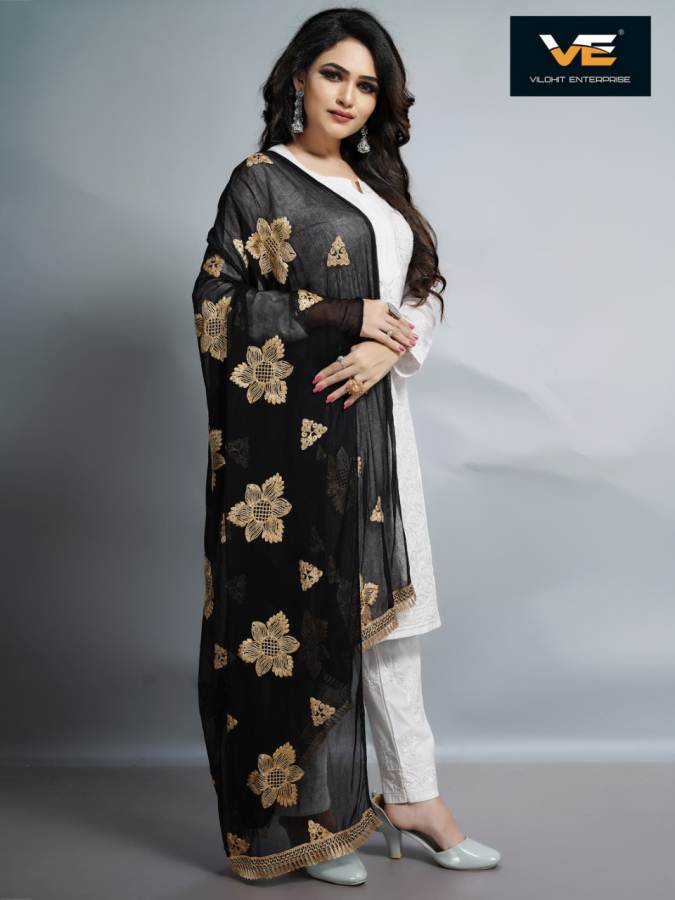 Heavy Black Border 1 Heavy Naznin Dupatta Collection