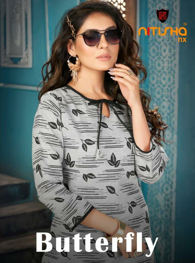 Nitisha Nx Butterfly Designer Regular Wear Long Kurtis With Bottom Collection
