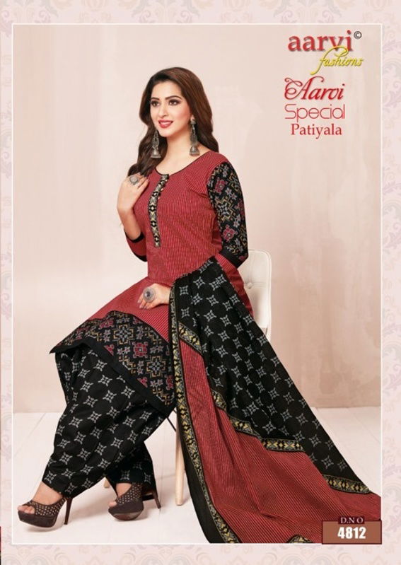 Aarvi Special Patiyala Designer Latest Daily Wear Printed Cotton Dress Material Collection 