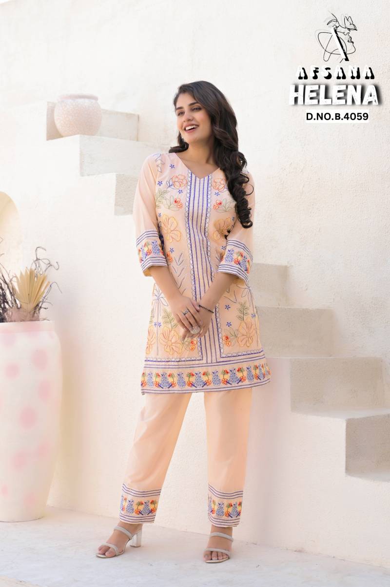 Helena By Afsana Cotton With Embroidered Co Ord Set Wholesale Clothing Suppliers In India