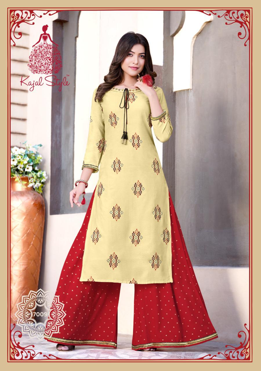 Fashion Label 7 Ethnic Wear Rayon Printed Kurti with Flair Palazzo And Sahara Collection
