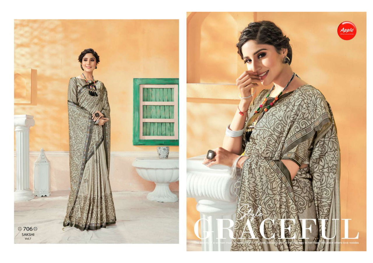 APPLE SAKSHI VOL-7 Latest Casual Regular Wear Dola Silk Saree Collection