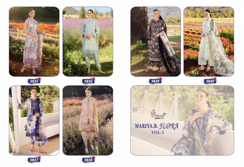 Shree Mariya B Flora Vol 3 Chiffon Dupatta Pakistani Salwar Suits Exporters In India