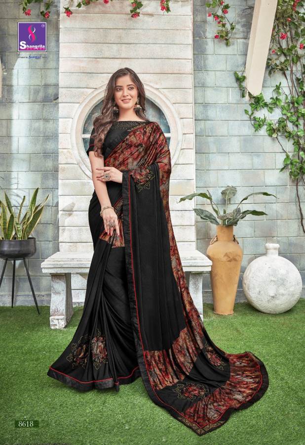 Shangrila Alisha Latest Fancy Designer Printed Ethnic Wear Swarovski Fancy Work Designer Saree Collection
