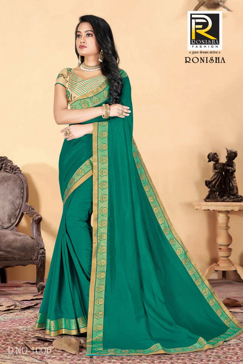 Ronisha Classy Latest Fancy Designer Festive Wear Vichitra silk  Embroidery Designer Saree Collection
