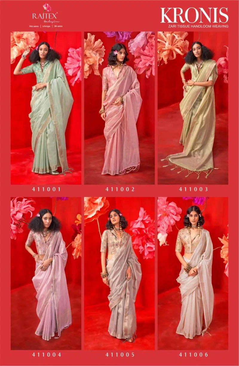 Kronis By Rajtex Zari Tissue Handloom Weaving Silk Saree Wholesale Price