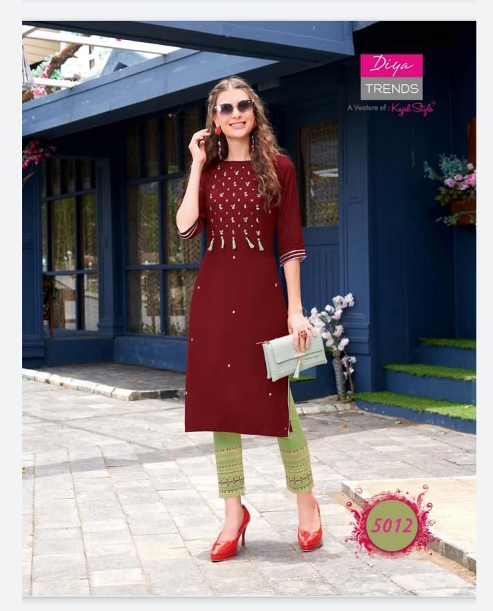 Fashionista 1 Ethnic Wear Rayon Designer Printed Kurtis With Bottom Collection
