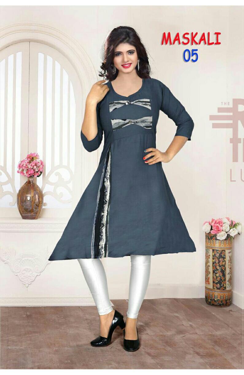 trendy maskali latest designer pure soft rayon regular casual wear kurtis collection