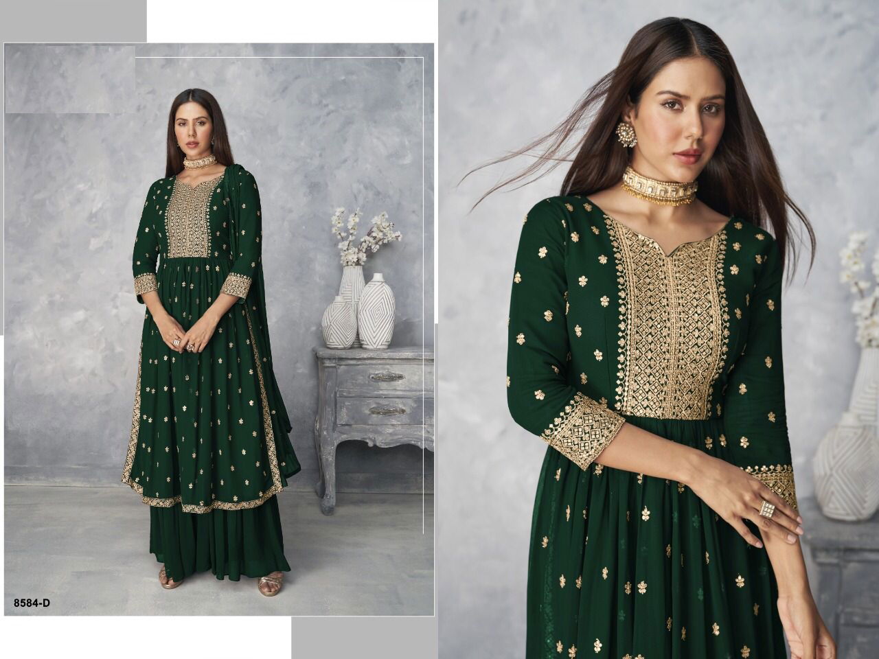 Super Hit 8584 Fancy Wedding Wear Georgette Heavy Embroidery Salwar Kameez