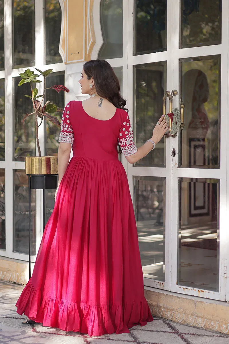 Jf 2485 Amazing Georgette Designer Gown With Bottom Wholesale Suppliers In Mumbai
