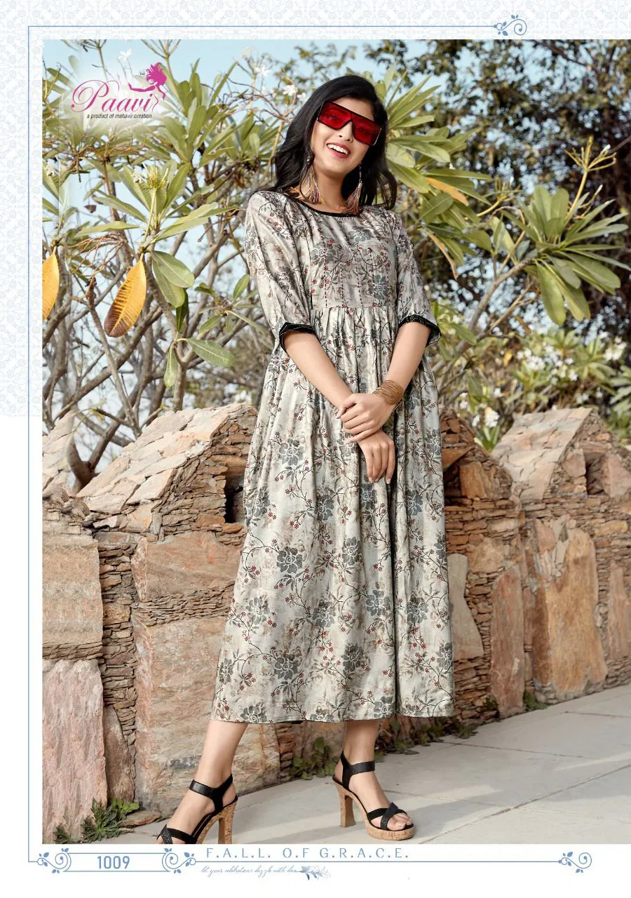 Paavi Kaarwan 4 Ethnic Wear Rayon Printed Anarkali Long Kurti Collection
