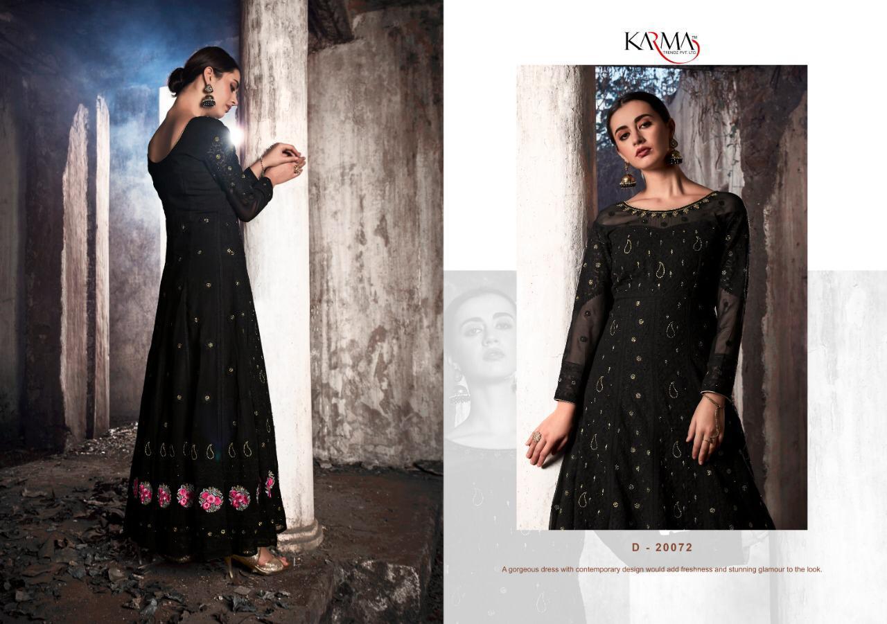 KARMA LATEST DESIGNER FOX GEORGETTE HEAVY EMBROIDERED LAKHNAVI TOP AND NAZNIN DUPATTA WITH STONE WORK COLLECTION