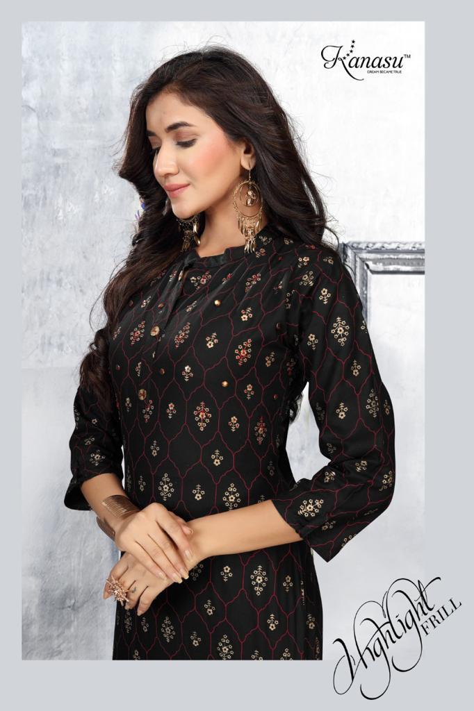 Kanasu Liril Fancy Ethnic Wear Rayon Printed Kurtis With Palzzo Collection
