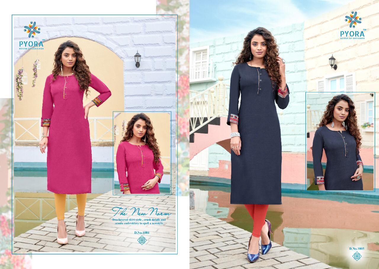 PYORA DIVA VOL-1 Latest Designer fancy Regular Wear Pure Swiss Slub cotton Kurtis Collection