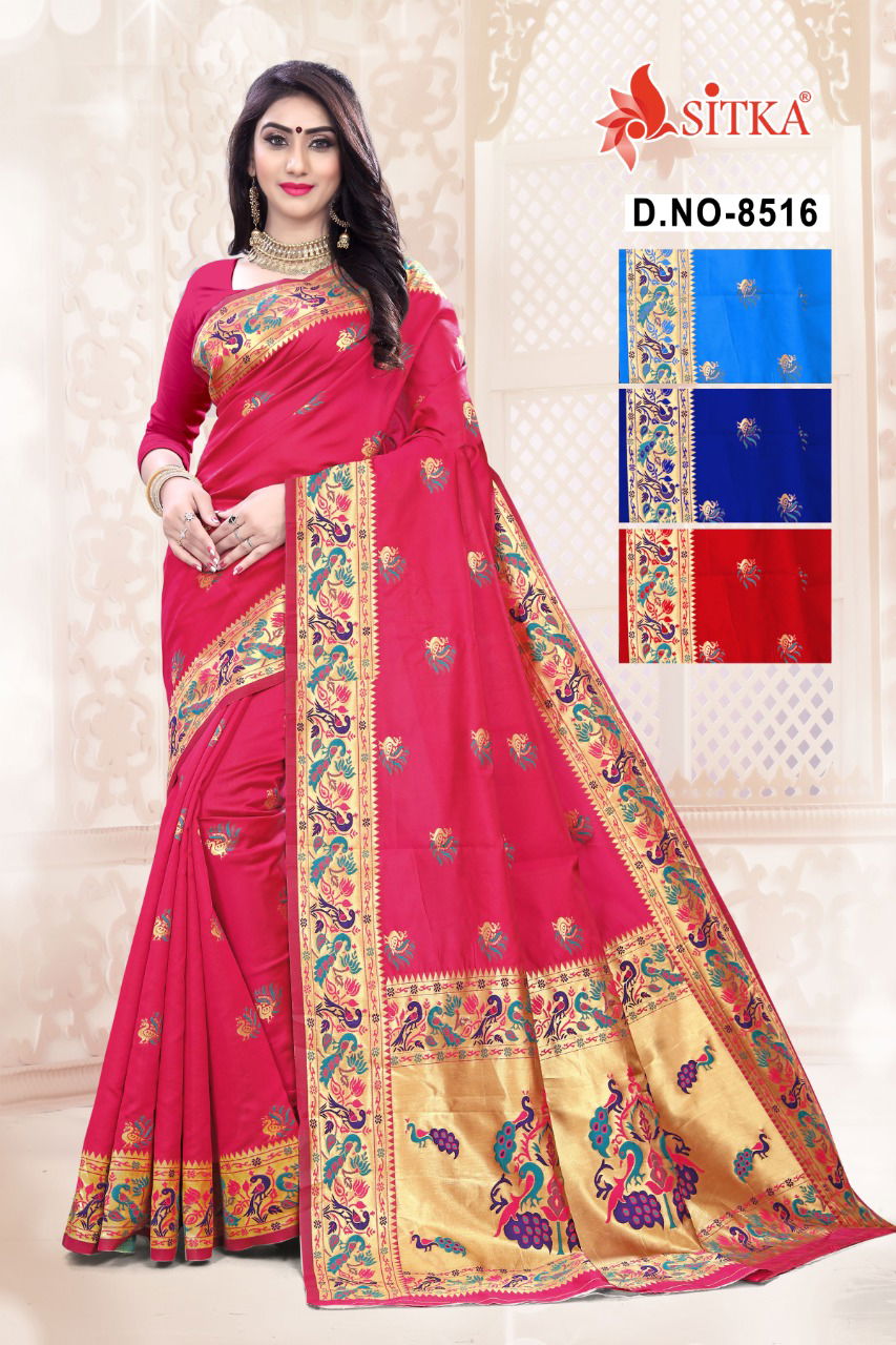 Gallery 8516 Latest Designer Fancy Casual Wear Handloom cotton silk Printed Saree Collection 