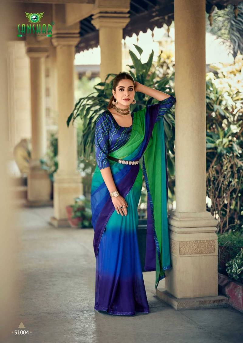 Sanskar Firki Chiffon Weaving Pattern Digital Border Daily Wear Saree Wholesale Online