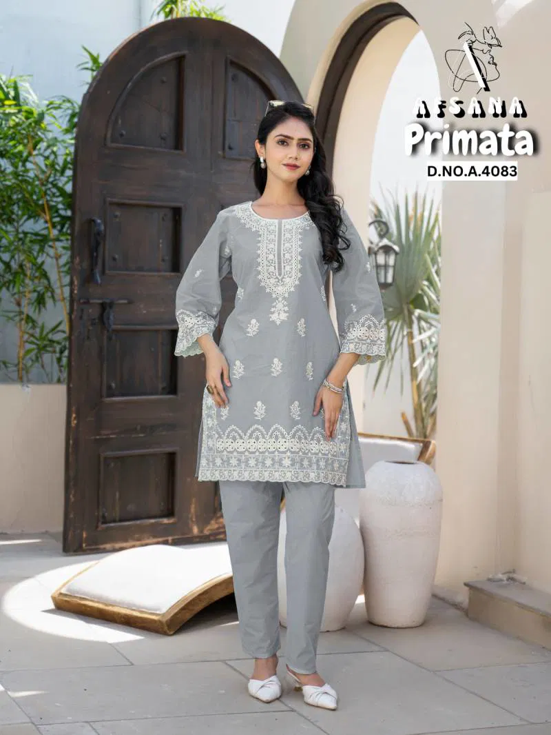 Afsana Primata Cotton Embroidered Co Ord Set Wholesale Online