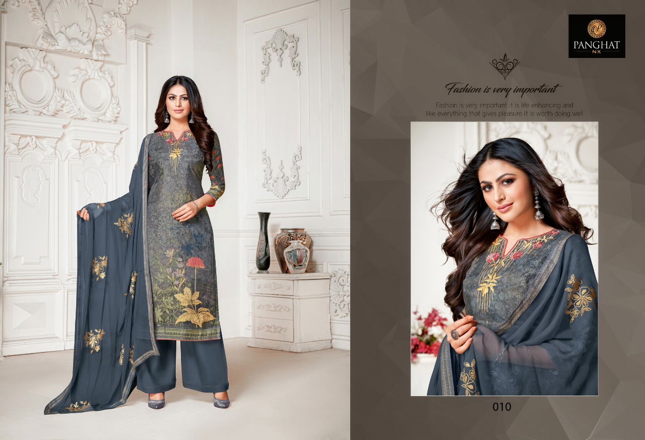 Panghat Senorita Cotton Silk Digital Print with Stylish Work Dress Materials Collection
