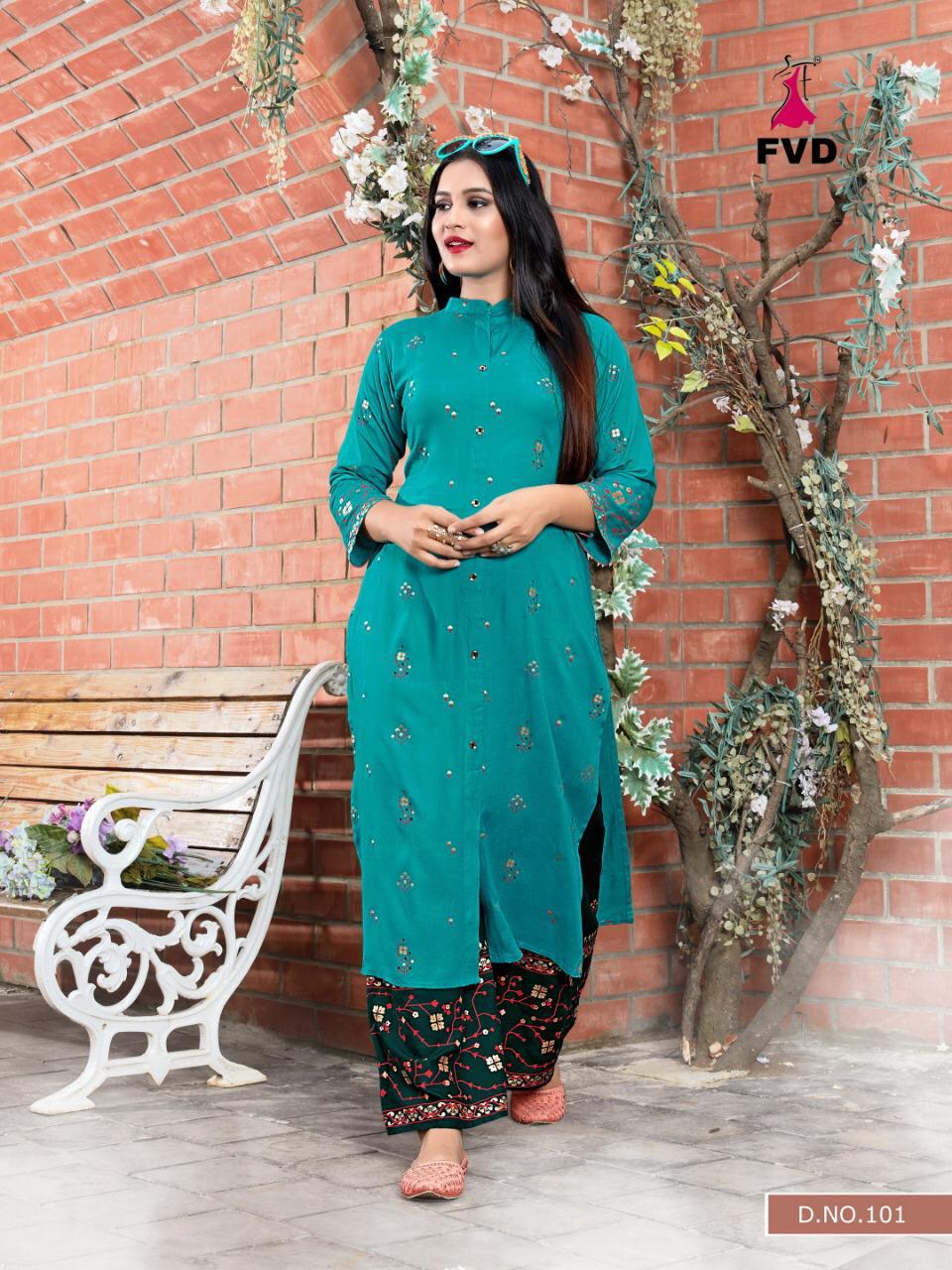 FVD Clasic Gold Vol-2 Latest Designer Party Wear Printed Kurtis With Plazzo Collection (single 750/-)