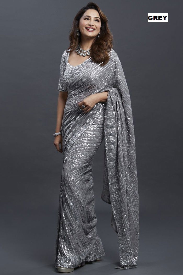Madhuri Fancy Stylish Party Wear Georgette Designer Saree Collection

