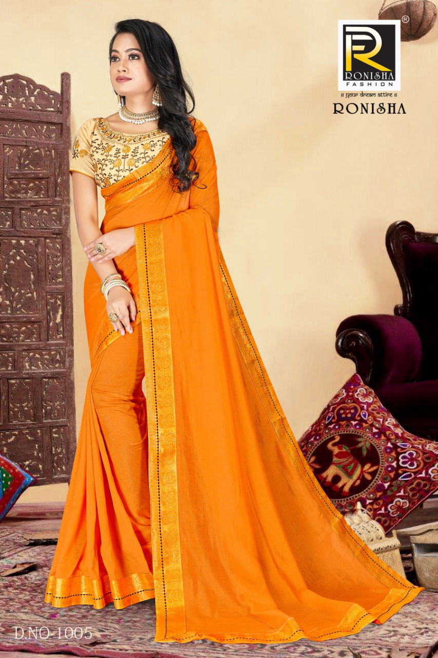 Ronisha Classy Latest Fancy Designer Festive Wear Vichitra silk  Embroidery Designer Saree Collection
