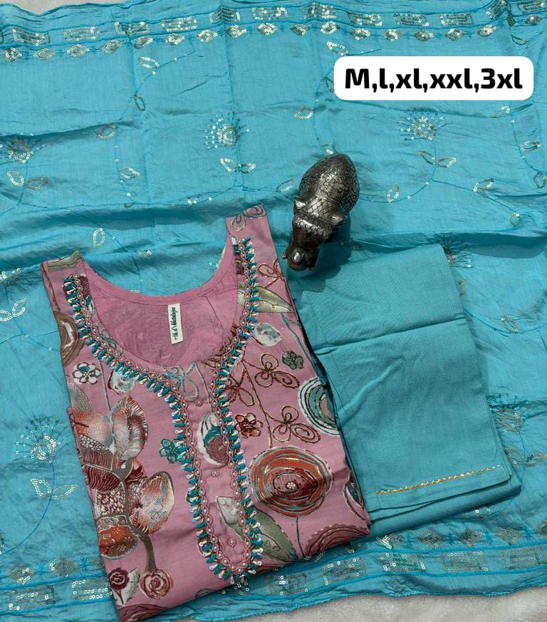 Virat Hand Work Masleen Kurti With Bottom Dupatta Catalog
