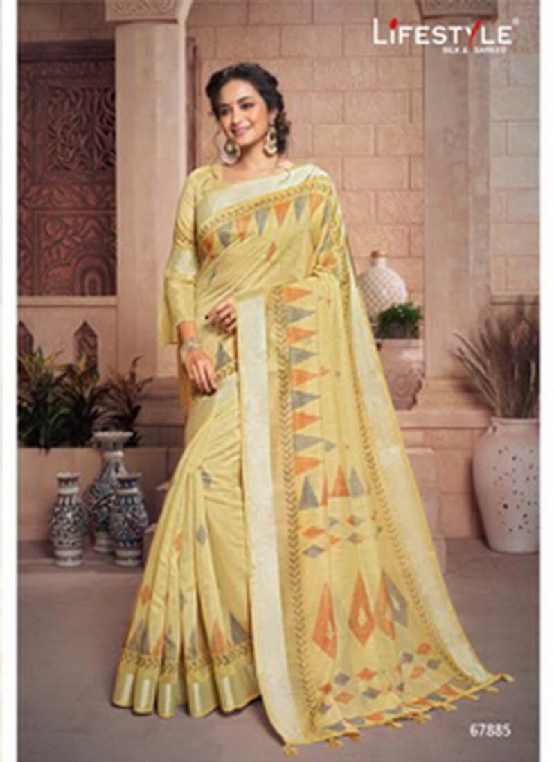 Lifestyle Vivanta Cotton Fancy Cotton Print Saree With Jari Border Designer Party wear Saree Collections