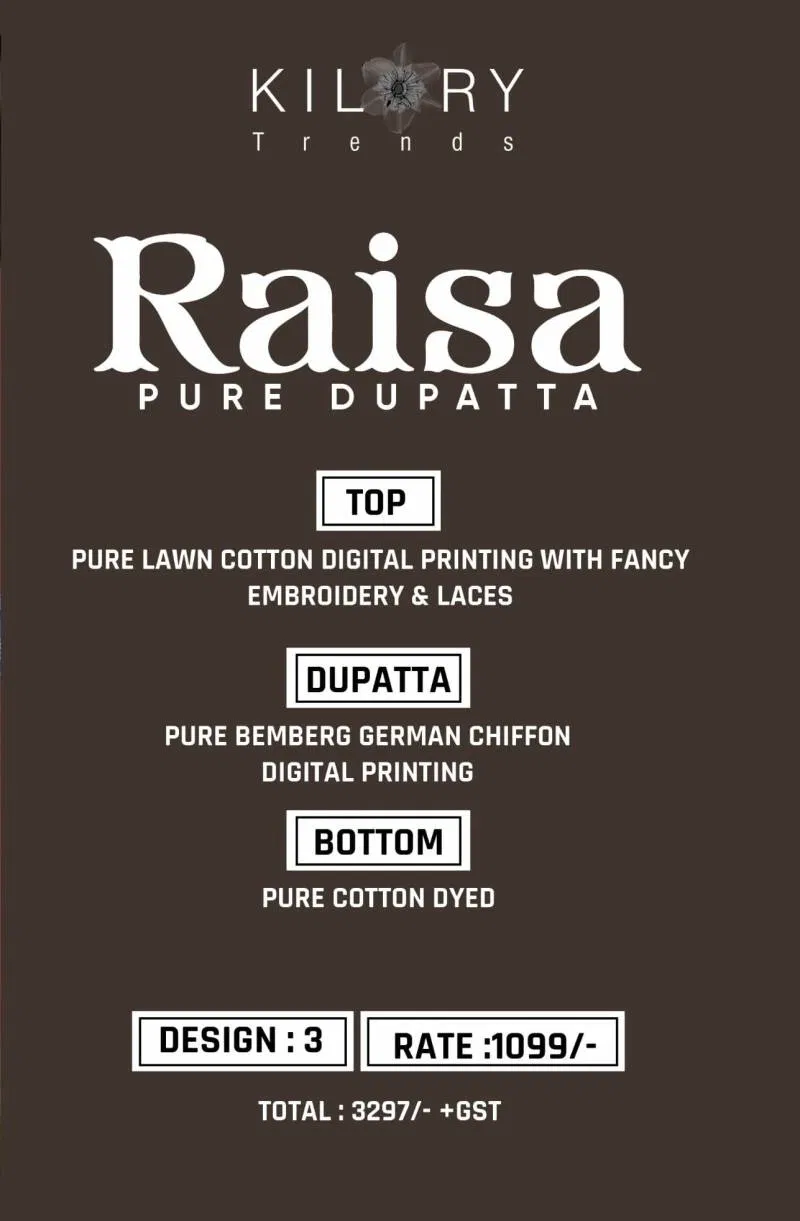 Raisa By Kilory Lawn Cotton Digital Printed Salwar Kameez Orders In India