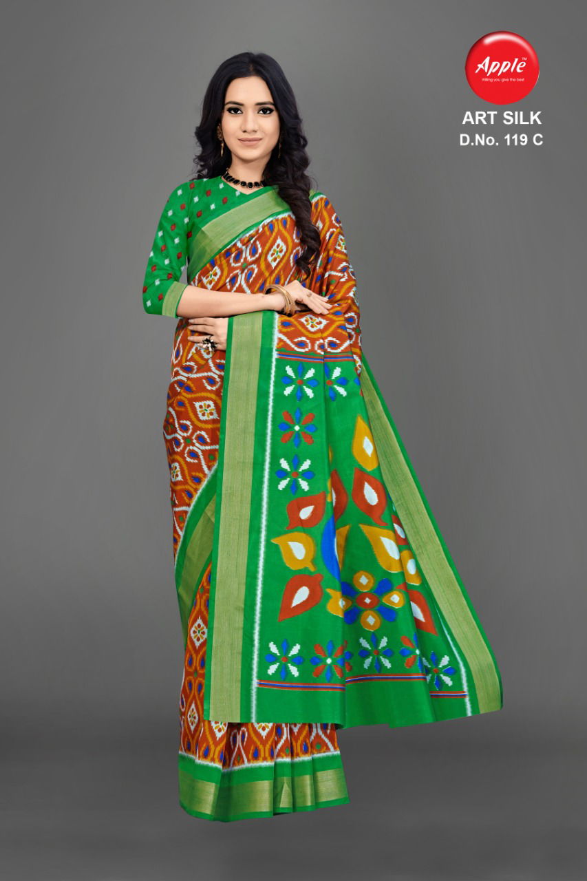 Apple Art Silk 119 Latest Collection Of Regular Wear Art Silk Saree 
