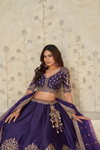 Purple colour Silk With Zari Work Lahenga With Blouse And Dupatta Exporters In India KF 2102
