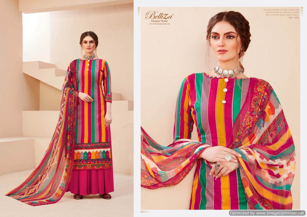 Belliza Zohra 2 Exclusive Latest Designer Pure Cotton Digital Print Dress Material Printed Nazneen Chiffon Dupatta With Four Side Lace