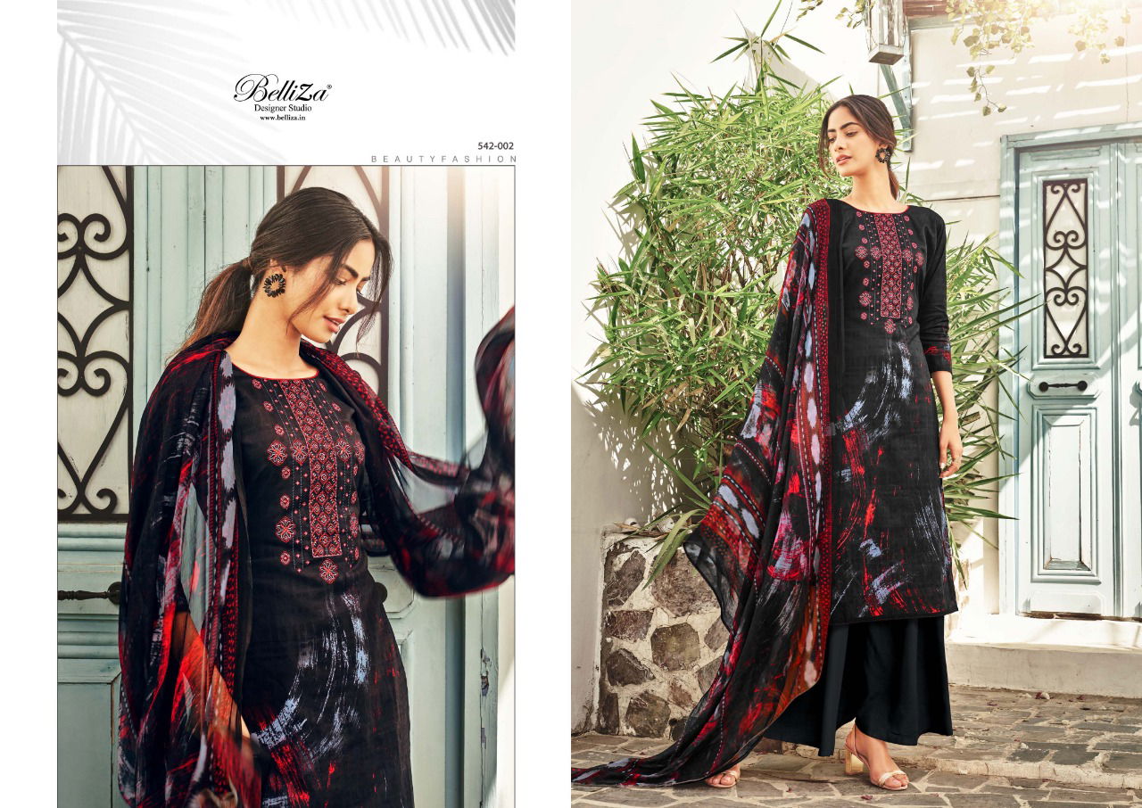Belliza Heeriye Pure Cotton Casual Wear Digital Print with Exclusive Fancy Heavy Embroidery Work Dress Material Collection