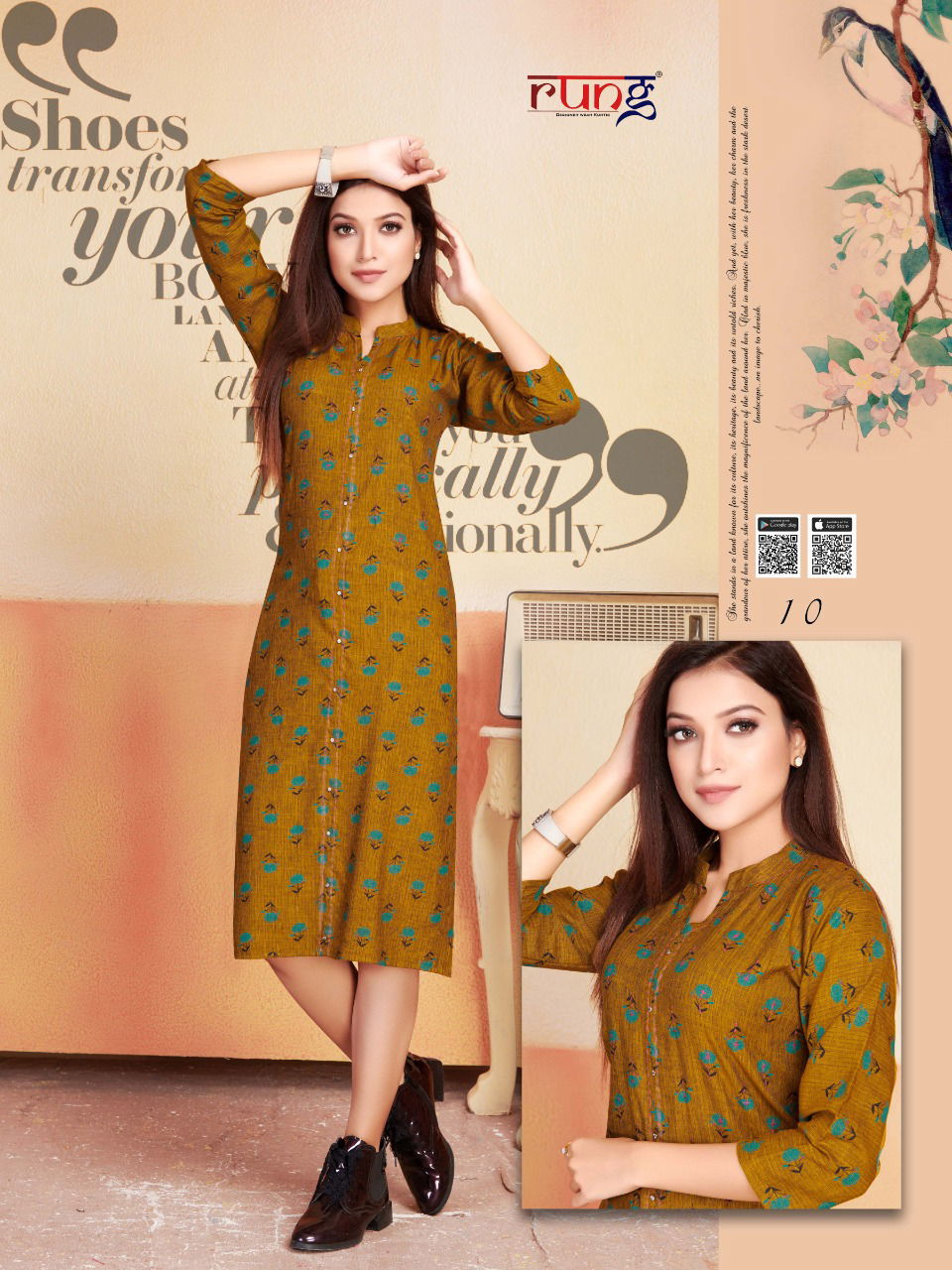 Rung Blend Latest Designer Printed Casual Wear Kurtis Collection 