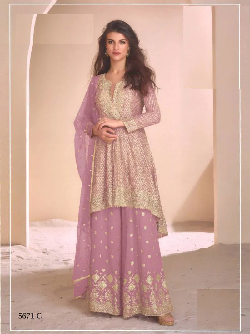 Aayana Hit 7671 A To D Georgette Embroidered Salwar Suits Wholesale In India
