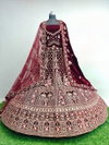 Dmf 104 Velvet Embroidery And Thread Jharkan Worked Bridal Lehenga With Blouse Dupatta