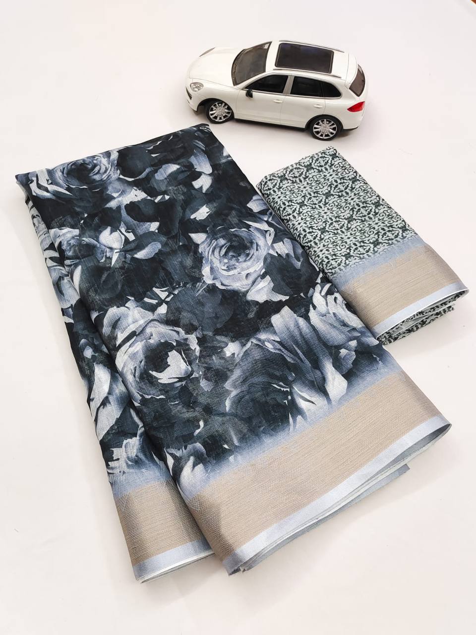 Mg 235 Manglaya Linen Printed Saree Catalog
