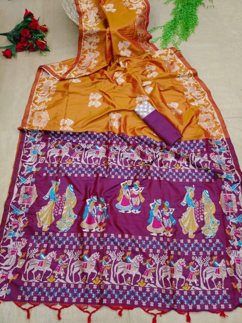Kc 321 Festive Wear Printed Raw Silk Saree Online Wholesale