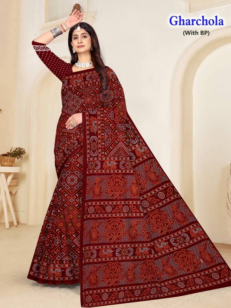 Gharcholo 1 Fancy Cotton Printed Saree Wholesale Market In Surat