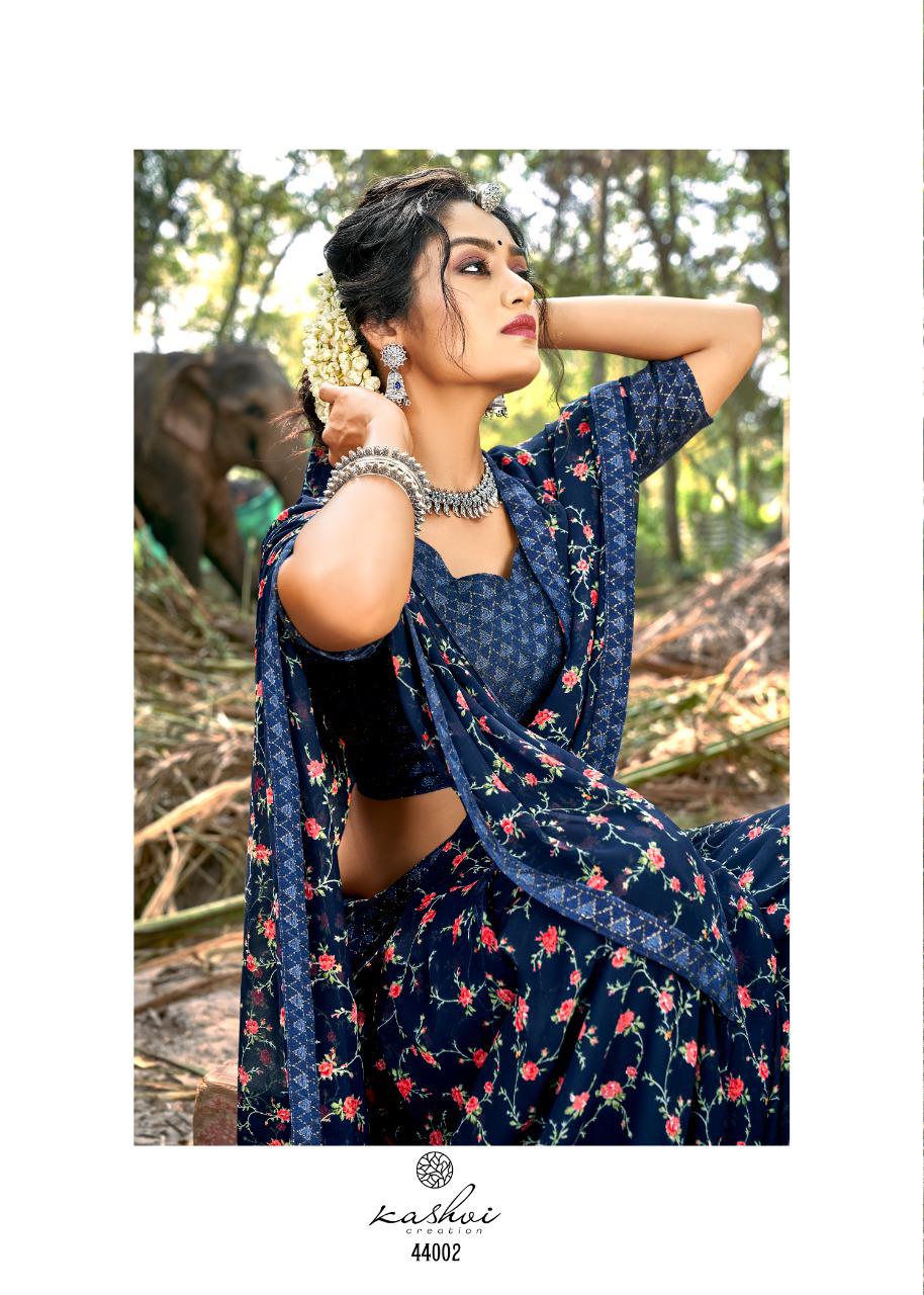 Kashvi Purva Silk Latest fancy Designer Casual Wear Printed Saree Collection
