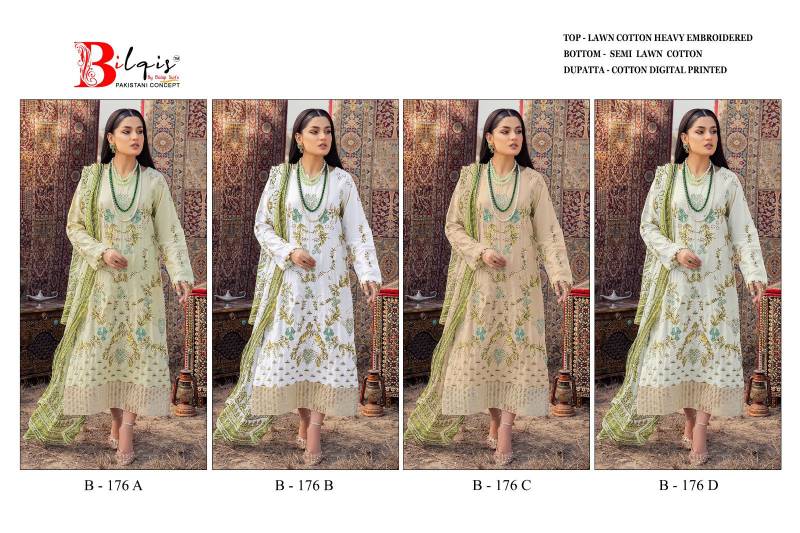 Bilqis B 176 Lawn Cotton Pakistani Salwar Kameez Exporters In India