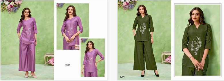 Ladies Flavour 3206 And 3207 Vatican With Dori Work Co Ord Set Wholesale In India