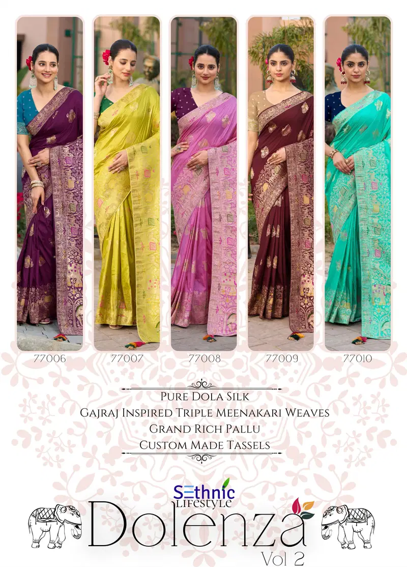 Dolenza Vol 2 By Sethnic Dola Silk Triple Meenakari Saree Orders In India