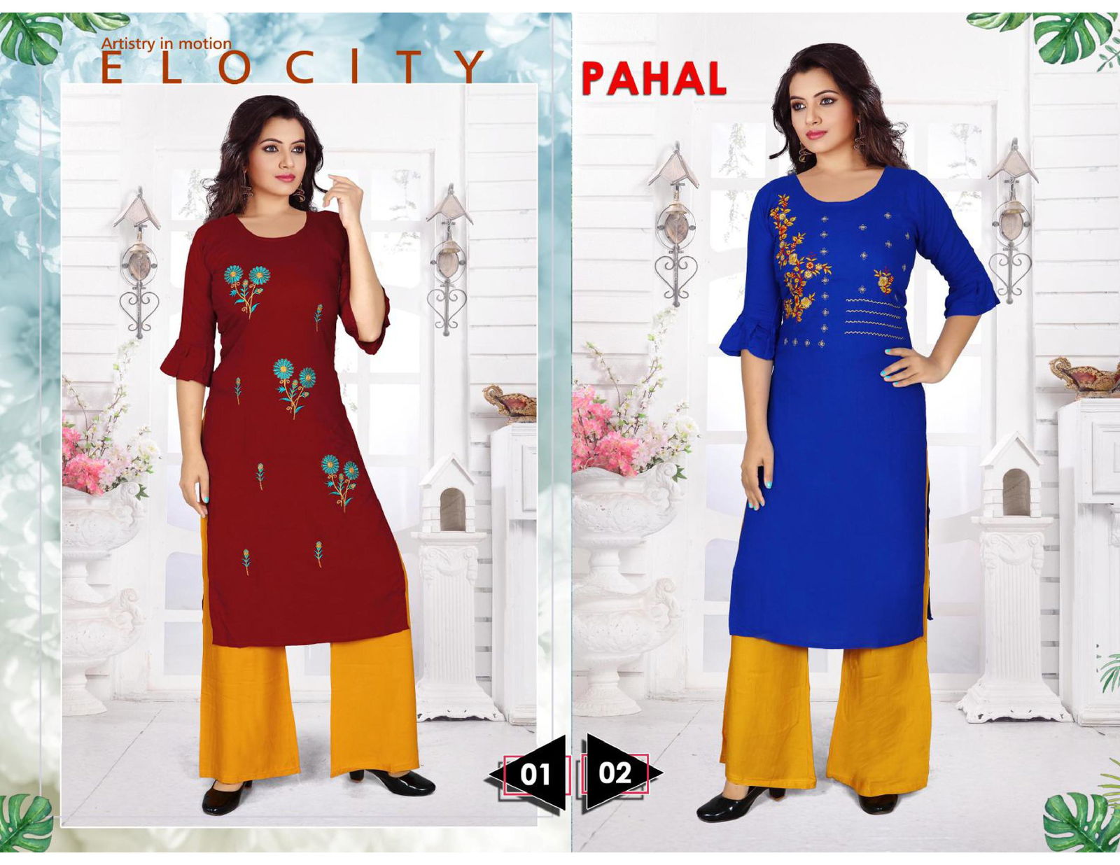 Pahal 2 Festive Wear Designer Rayon Printed Ethnic Wear Kurti With Bottom Collection
