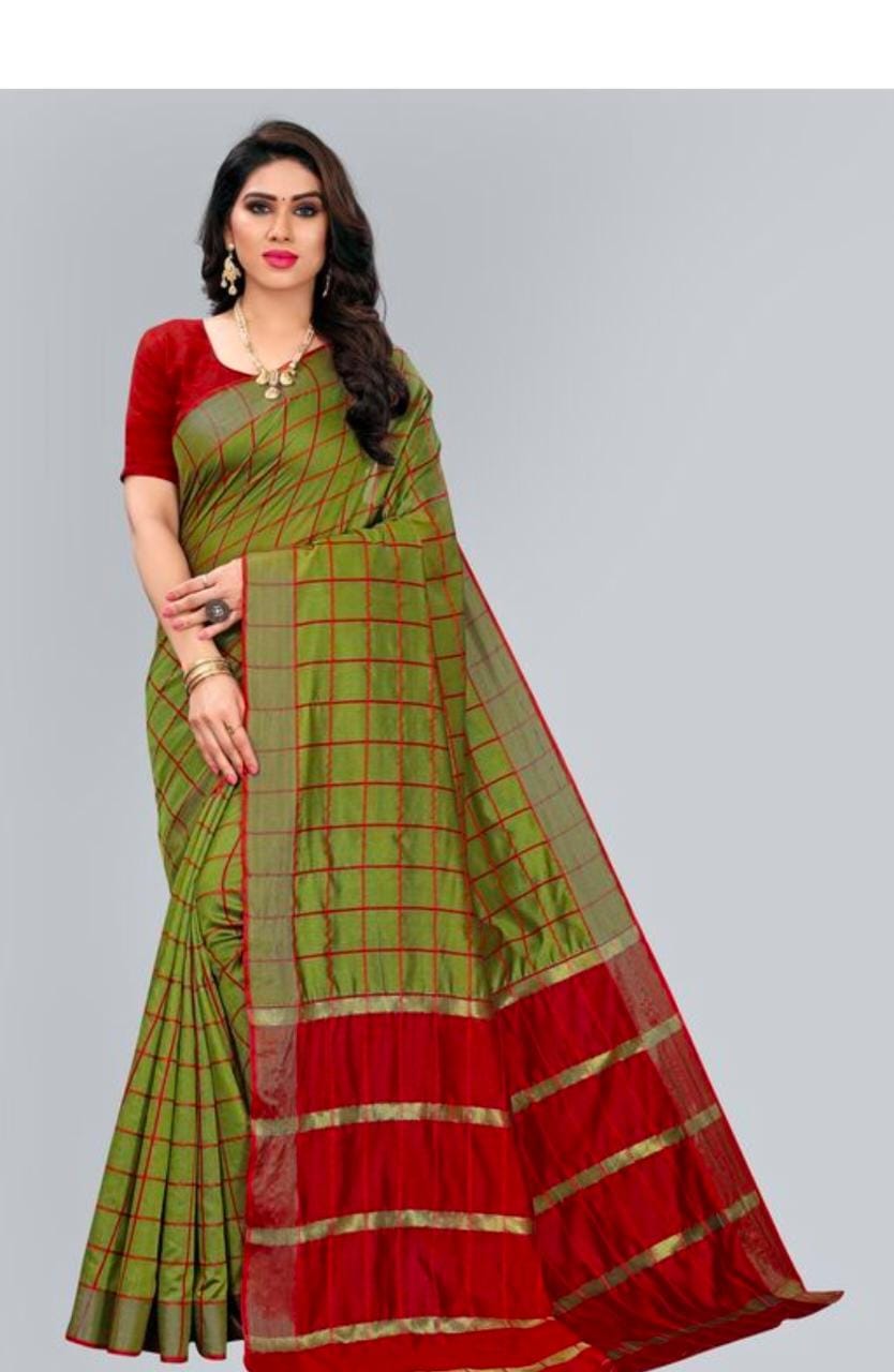 Dhruvi Color Block Fashion Cotton Silk Saree Catalog