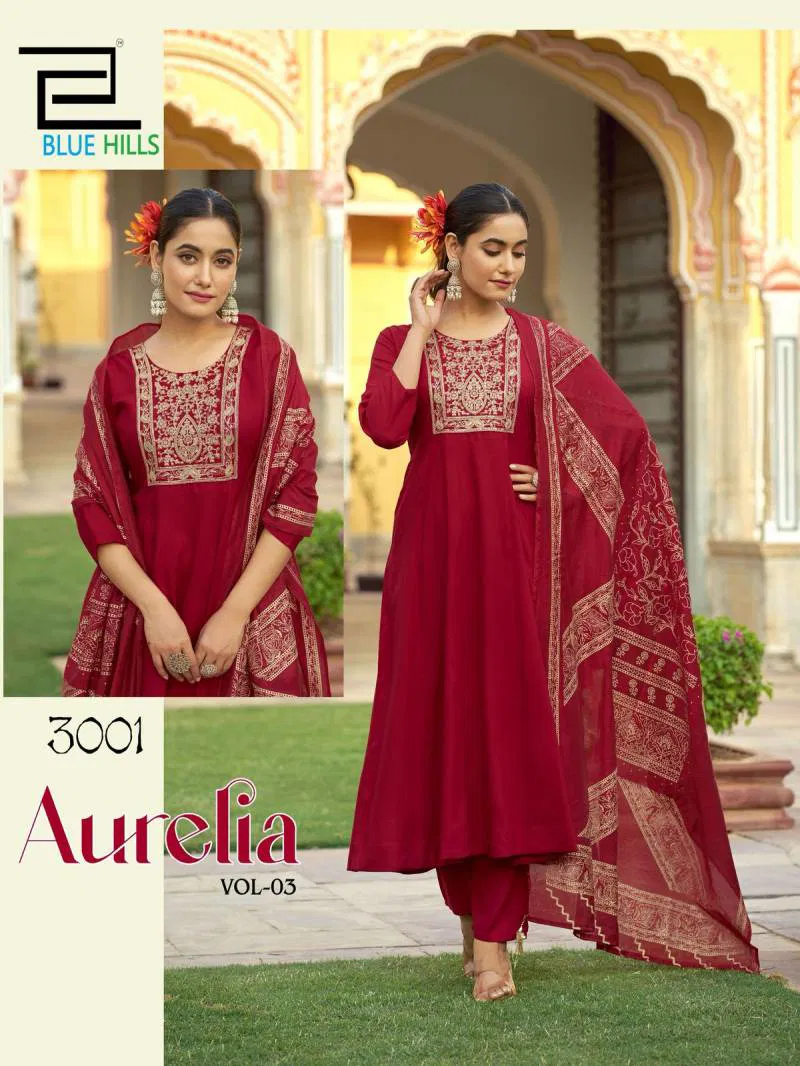 Aurelia Vol 3 By Blue Hills Rayon Kurti Bottom With Dupatta Wholesale Price In Surat
