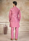 Pink color Outluk Wedding Vol 49 Pure Viscose Mens Modi Jacket Kurta Pajama 4905 